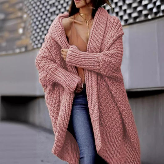 Cardigan long épais pour femmes automne-hiver