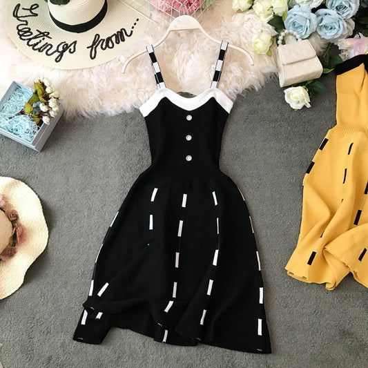 Robe femme chic coréenne à taille haute