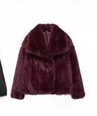 Manteau en peluche d'hiver épais, à manches longues et col à revers