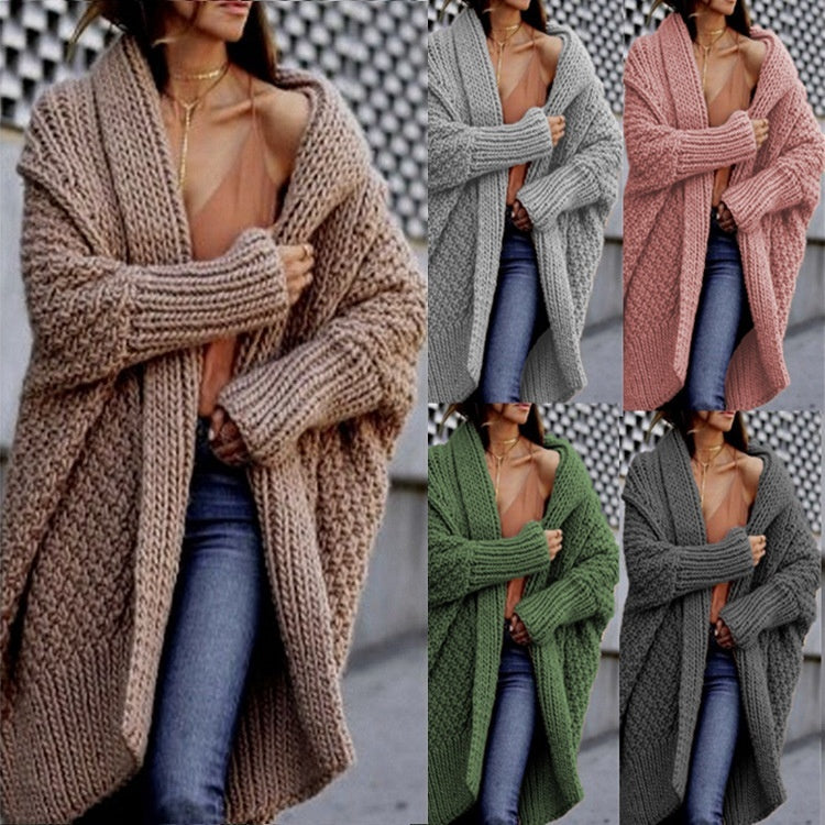 Cardigan long épais pour femmes automne-hiver