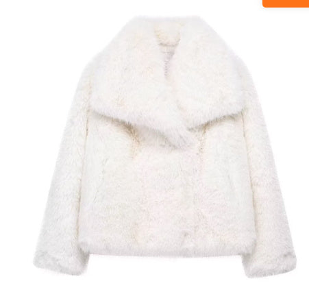 Manteau en peluche d'hiver épais, à manches longues et col à revers