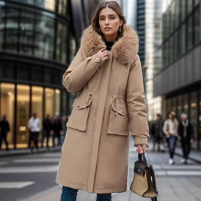 Parka Longue Femme Jusqu'aux Genoux Manteau en Coton Veste Trench