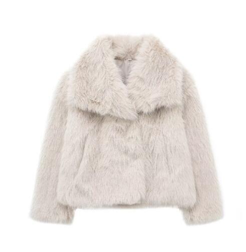 Manteau en peluche d'hiver épais, à manches longues et col à revers